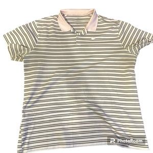 Nike Pink Striped Dri-Fit Golf Polo Size XXL